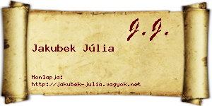 Jakubek Júlia névjegykártya
