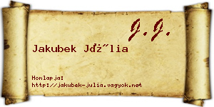 Jakubek Júlia névjegykártya